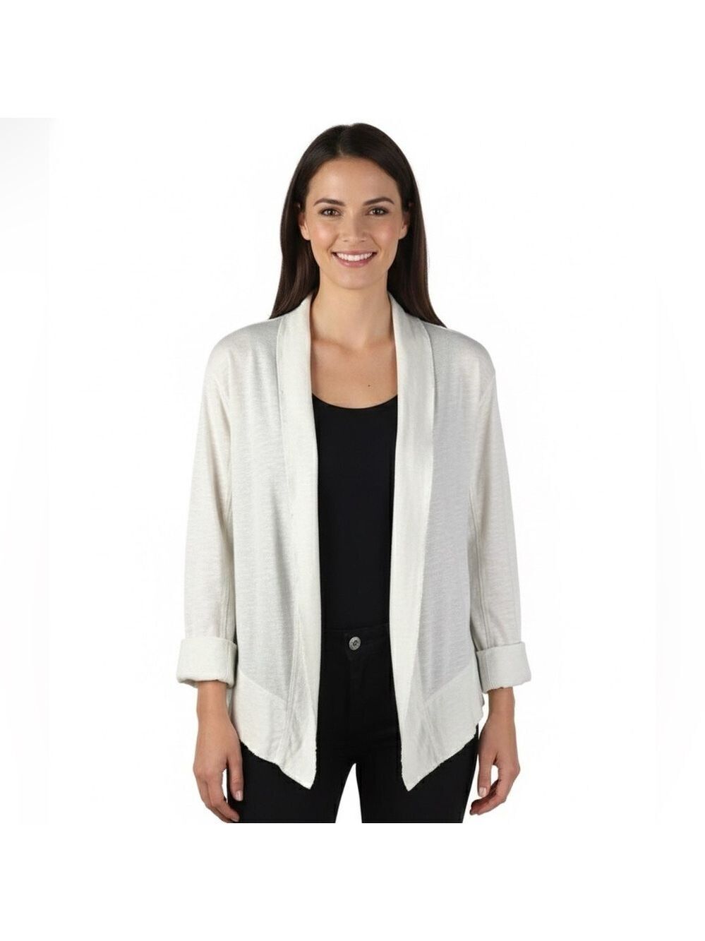 JAMES PERSE 100% Cotton Long Sleeve Cardigan Open Front Frayed Edges Sz XL